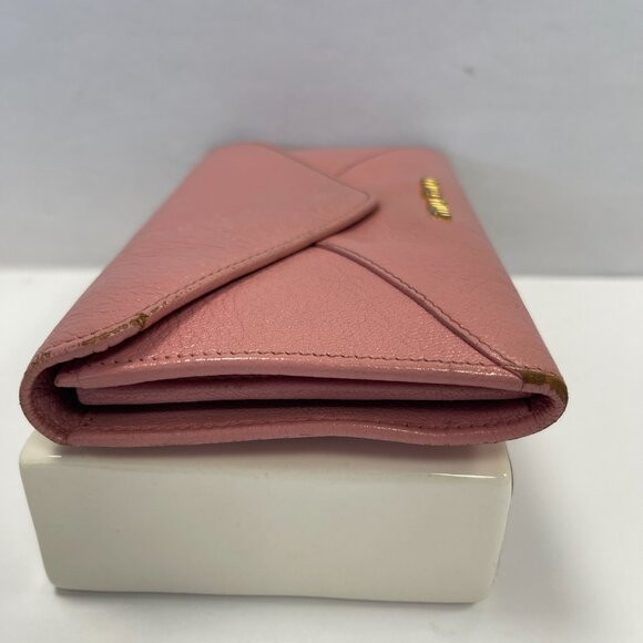 Miu Miu Pink Madras Leather Envelope-style Wallet Clutch - Preowned - Picture 5 of 14